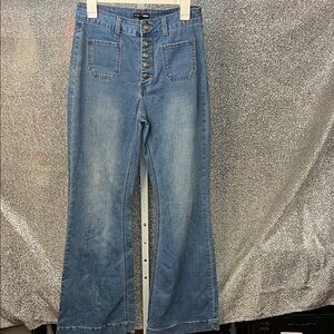 Fashion Nova Denim Button-Up Wide Leg Jeans